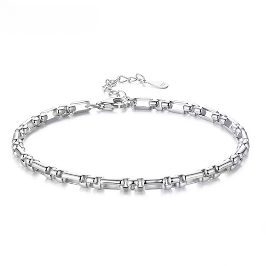 925 Sterling Silver Chunky Box Chain Bracelet – Round Beads Link, Adjustable Gift