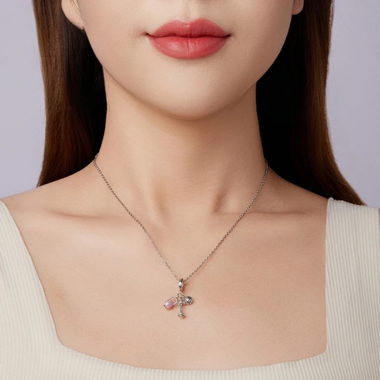 925 Sterling Silver Pink Sport Ball Dumbbell Pendant – Healthy Teeth Beads for DIY Bracelet