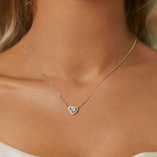 925 Sterling Silver Heart Moissanite Pendant – 0.5CT D Color Round Cut Necklace