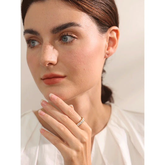 Stainless Steel Heart CZ Ring – Delicate Shiny Fashion Jewelry for Women