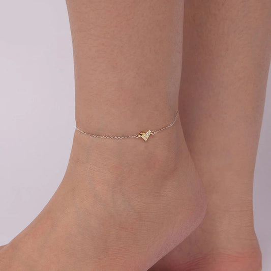 925 Sterling Silver Gold Heart Anklet – Waterproof Hypoallergenic Chain