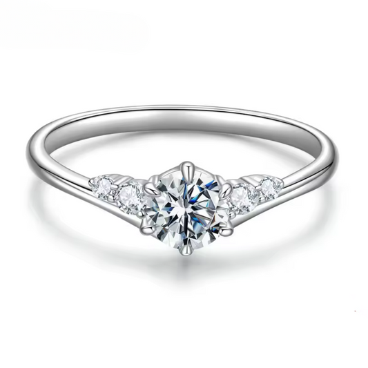 0.6CT Moissanite 5-Stone Band Ring – D Color VVS1 Prong Setting Elegant Jewelry