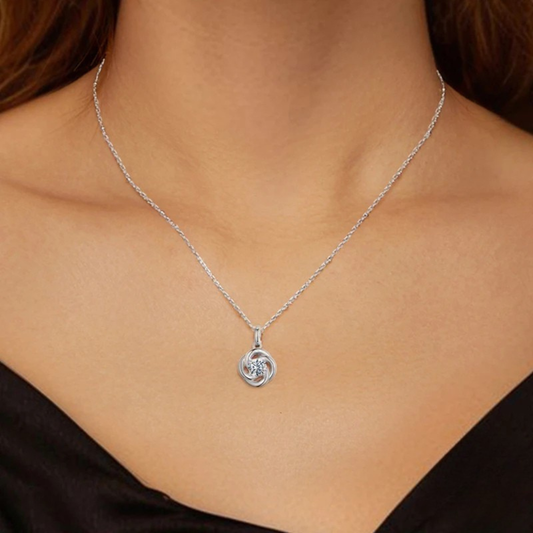 925 Sterling Silver Four-Leaf Clover Moissanite Pendant Necklace