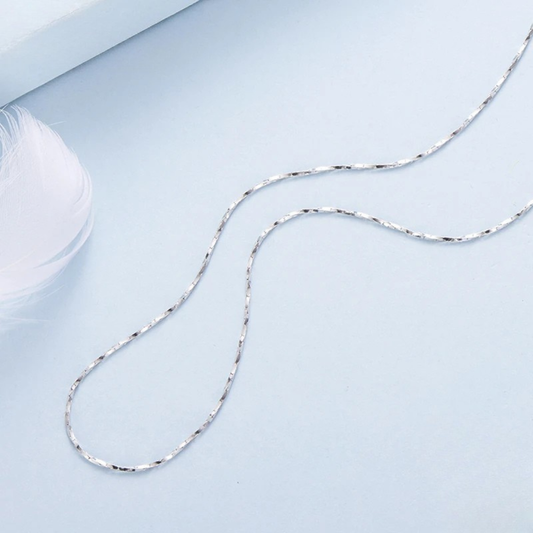 925 Sterling Silver Geometric Sparkling Chain Necklace – Adjustable Lobster Clasp for Women