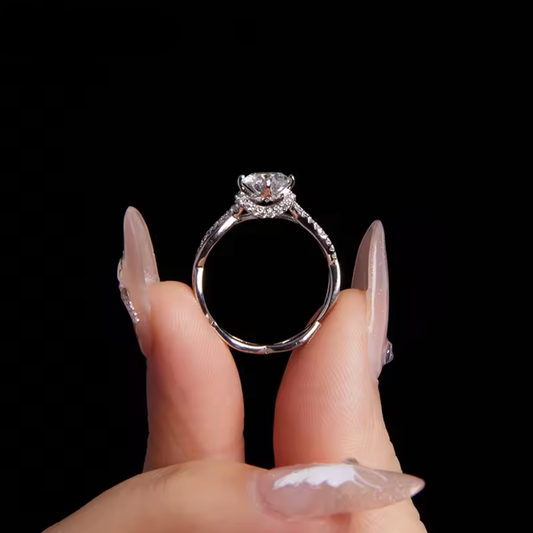 1CT Moissanite Twisted Lace Ring – Round Cut Statement Band for Women