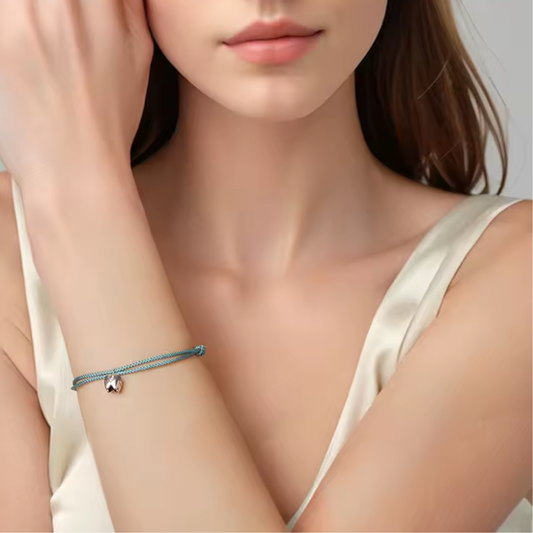 925 Sterling Silver Blue Rope Bracelet with Teeth Zircon Pendant – Adjustable Summer Gift