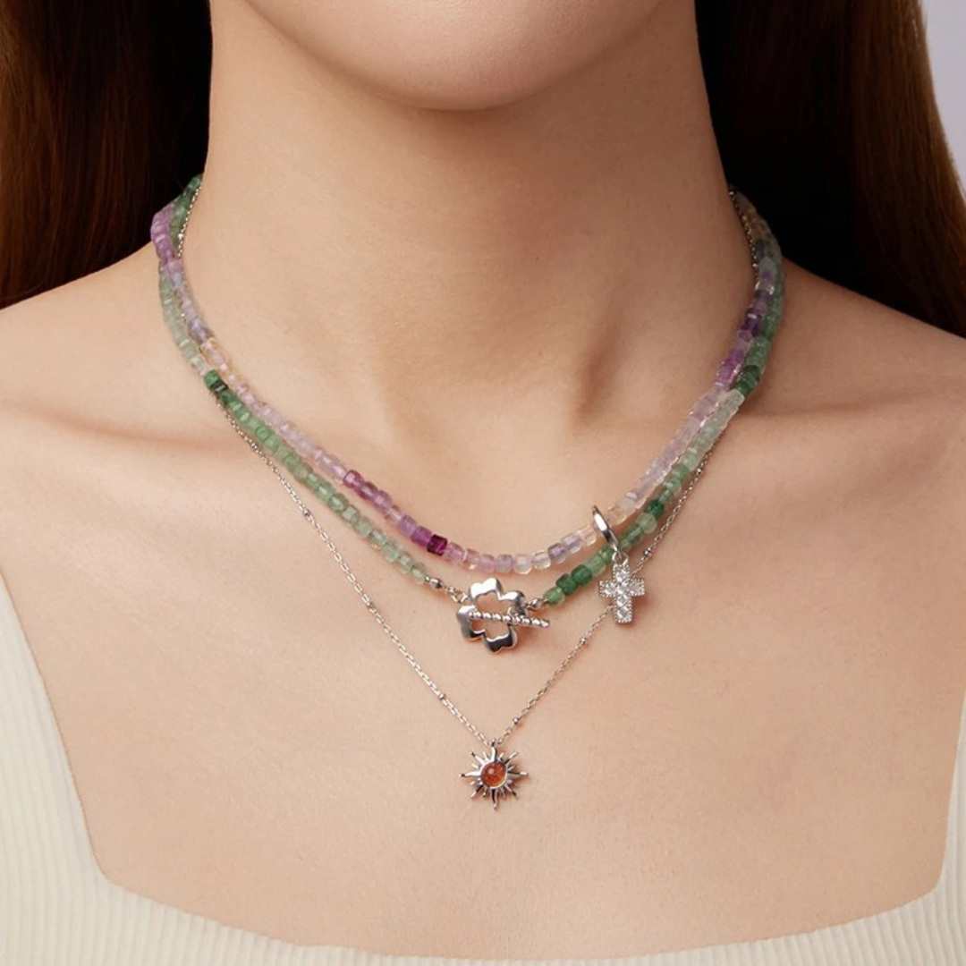 925 Sterling Silver Sunstone Sun Pendant Necklace