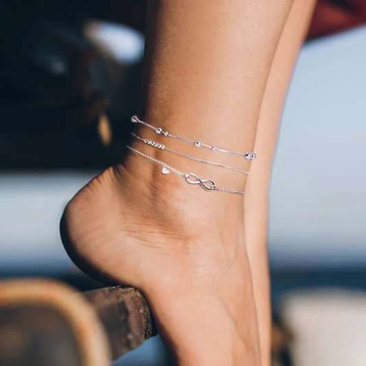 925 Sterling Silver Infinity Anklet – Hypoallergenic Waterproof Chain