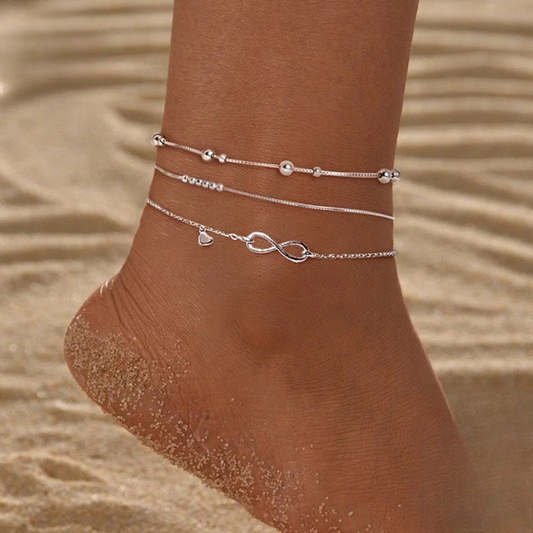 925 Sterling Silver Infinity Anklet – Hypoallergenic Waterproof Chain