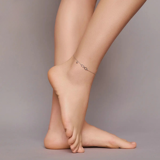 925 Sterling Silver Infinity Love Anklet – Geometric Heart Chain