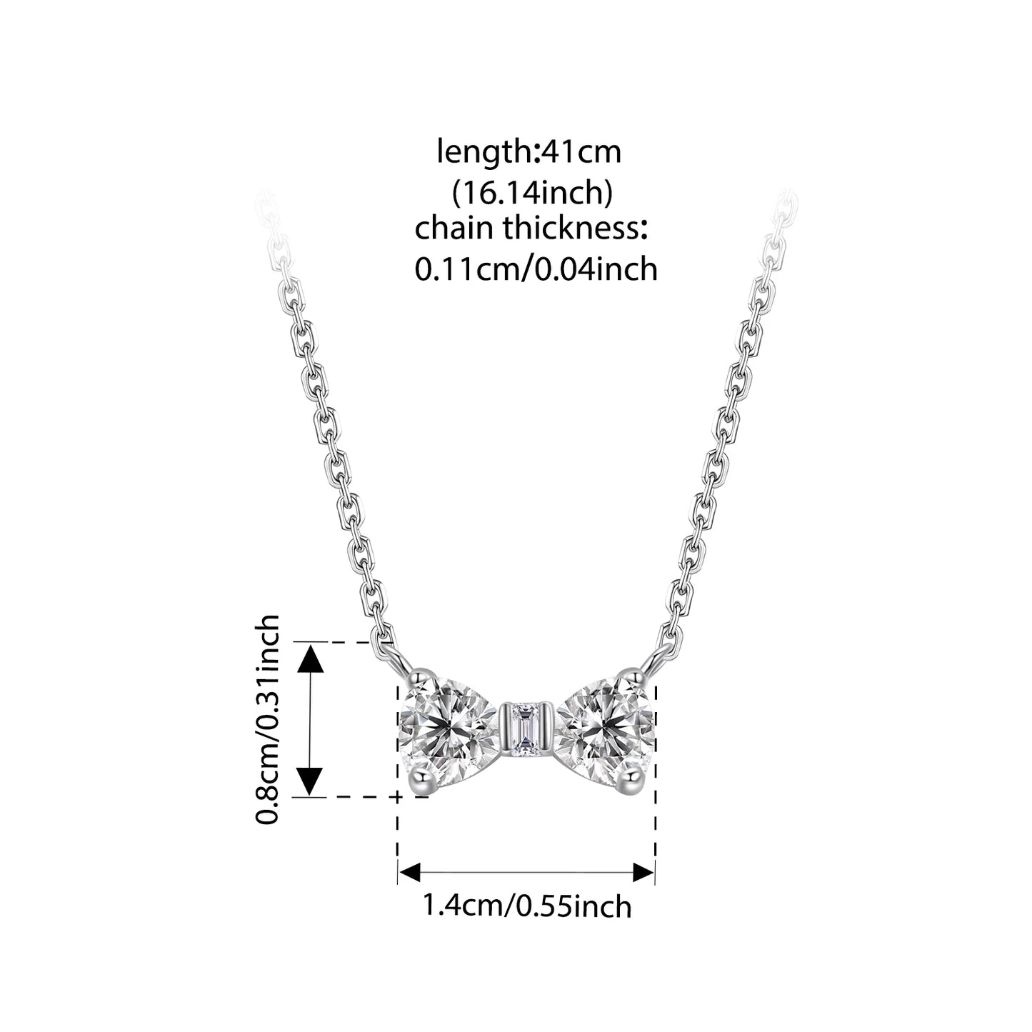 925 Sterling Silver Bow Pendant Necklace – Full Zircon Sparkle