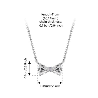 925 Sterling Silver Bow Pendant Necklace – Full Zircon Sparkle