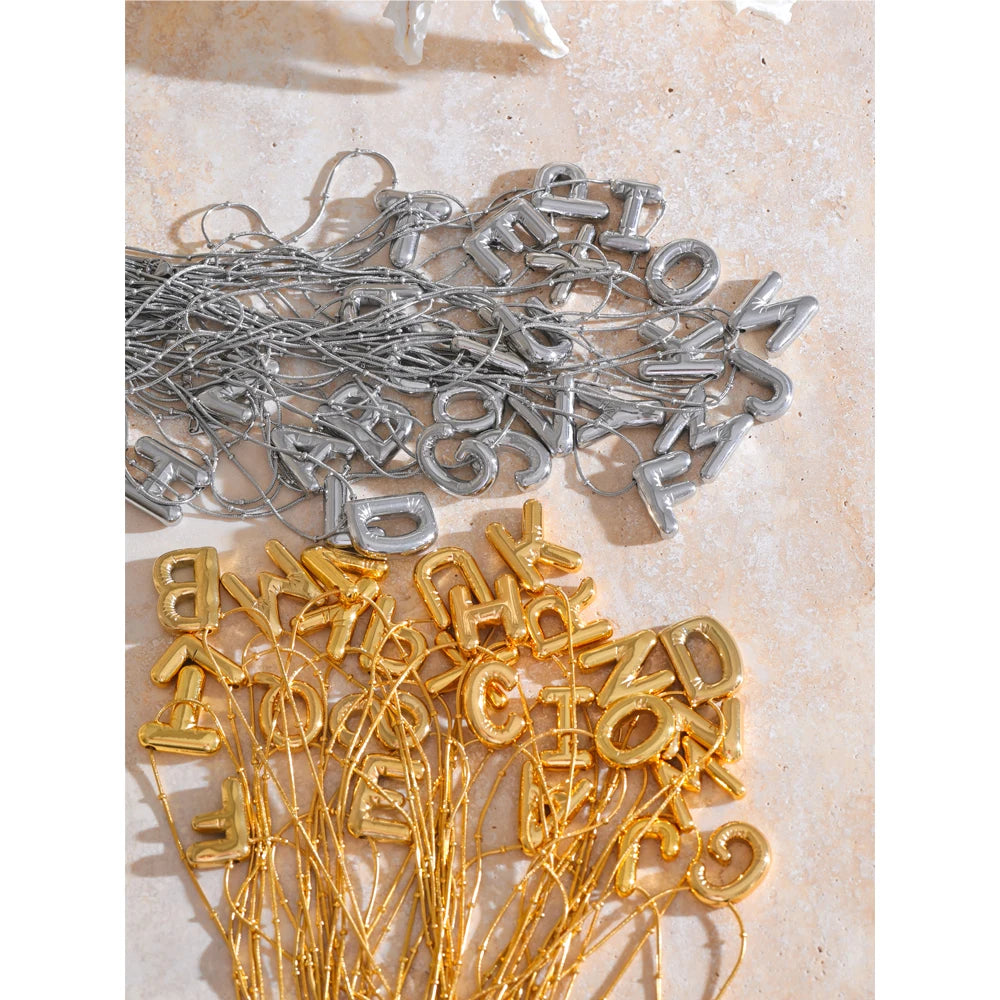 Stainless Steel Initial Letter Pendant Necklace – A–Z 18K PVD Plated Waterproof Jewelry