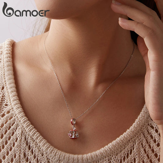 925 Sterling Silver Christmas Apple Tree Pendant – Xmas Beads for DIY Bracelet Gift