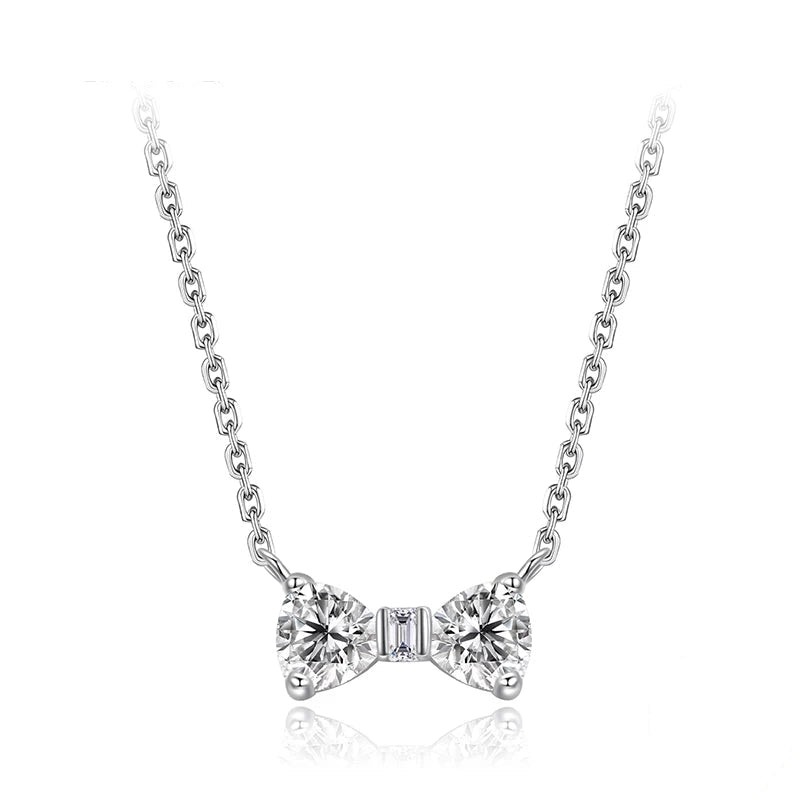 925 Sterling Silver Bow Pendant Necklace – Full Zircon Sparkle