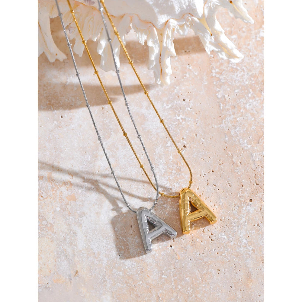 Stainless Steel Initial Letter Pendant Necklace – A–Z 18K PVD Plated Waterproof Jewelry