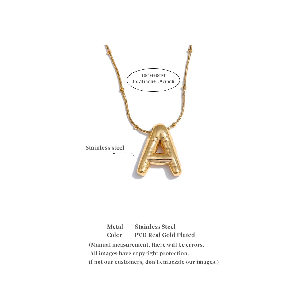 Stainless Steel Initial Letter Pendant Necklace – A–Z 18K PVD Plated Waterproof Jewelry