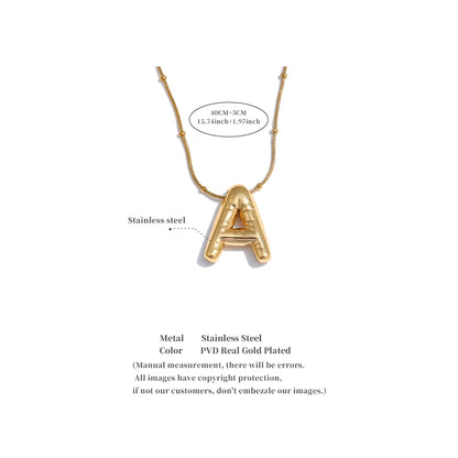 Stainless Steel Initial Letter Pendant Necklace – A–Z 18K PVD Plated Waterproof Jewelry