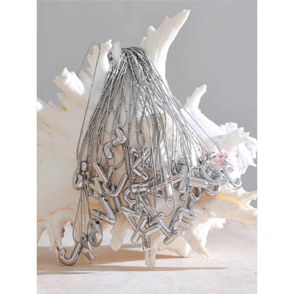 Stainless Steel Initial Letter Pendant Necklace – A–Z 18K PVD Plated Waterproof Jewelry